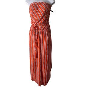 City Chic Red, White, and Blue Strapless  Striped Jumpsuit NWT